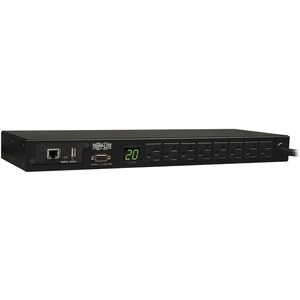 Tripp Lite by Eaton PDU 1.9kW Single-Phase Monitored PDU 120V Outlets (8 5-15/20R) L5-20P/5-20P Adapter 12 ft. (3.66 m) Cord 1U Rack-Mount LX Platform Interface TAA