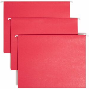 Smead TUFF 64043 Hanging Folder with Easy Slide Tab - Letter - 8.5" x 11" - 1/3 Tab Cut on Assorted Position - 18 / Box - 11pt. - Red