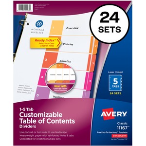 Ready Index Customizable Table of Contents Classic Multicolor Di
