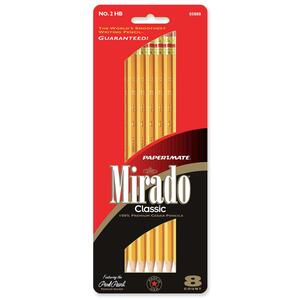 Paper Mate Mirado Classic 5888 Woodcase Pencil - #2 Pencil Grade - Black Lead - Yellow Barrel - 8 / Pack