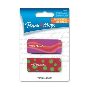 Paper Mate Expressions 1734930 Eraser - Lead Pencil Eraser - Soft, Pliable, Latex-free, Tear Resistant, Smear Resistant - Rubber - 2 / Pack - Assorted