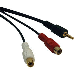 6FT AUDIO Y SPLITTER ADAPTER CBL 3.5MM MALE / 2 X RCA FEMALE