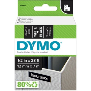 Dymo D1 1/2"x22' White/Black Electronic Tape Cartridge