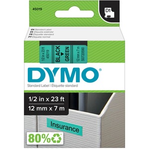 Dymo Electronic Labeler D1 1/2"x22' Black/Green Label Cassette