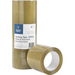 Business Source 32945 Packaging Tape 1.88" Width x 164 ft Length - 3" Core - Abrasion Resistant, Split Resistant - 6 / Pack - Tan