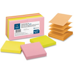 Reposition Pop-up 3"x3" Adhesive Notes Assorted Neon
