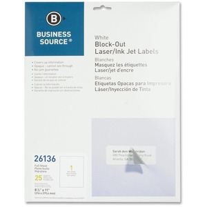 Block-out Full Sheet Laser/Inkjet Label - Click Image to Close