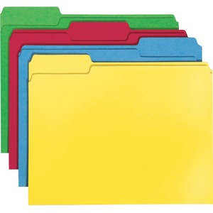 Smead Top Tab File Folder - Letter - 8.5" x 11" - 1/3 Tab Cut on Assorted Position - 24 / Pack - 11pt. - Assorted