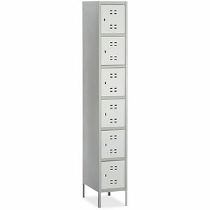 Six-Tier Two-tone Gray Box Locker with Legs - Click Image to Close