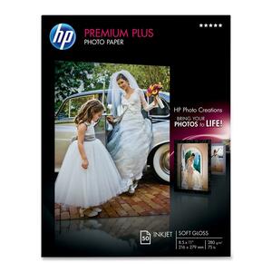 HP Premium Plus Photo Paper - Letter - 8.5" x 11" - 280g/m² - Glossy - 50 x Sheet