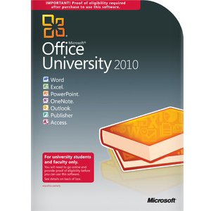 Microsoft Office University 2010 W/SP1 DVD 32/64-BIT 1PC - Higher Education Proof Required