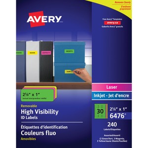 Avery 1"x2-5/8" Neon Multipurpose Labels