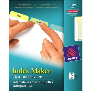 Index Maker Clear Label Dividers 11994, 5-Tab Set - Click Image to Close