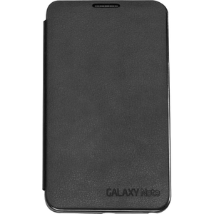 Samsung Cover Case (Flip) for Smartphone - Black - Leather, Plastic, Felt