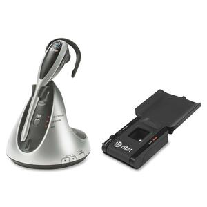 AT&T DECT 6.0 Digital Cordless Headset with Handset Lifter - Mono - Black, Silver - Wireless - DECT - Over-the-ear, Over-the-head, Behind-the-neck - Monaural - Open