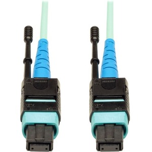 Tripp Lite by Eaton MTP/MPO Patch Cable with Push/Pull Tab Connectors 100GBASE-SR10 CXP 24 Fiber 100Gb OM3 Plenum-rated - Aqua 5M (16 ft.)