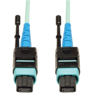 Tripp Lite by Eaton MTP/MPO Patch Cable with Push/Pull Tab Connectors 100GBASE-SR10 CXP 24 Fiber 100Gb OM3 Plenum-rated - Aqua 10M (33 ft.)