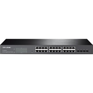 TP-LINK 24-Port Gigabit Smart Switch with 4 Combo SFP Slots - 20 Ports - Manageable - 24 x RJ-45 - 4 x Expansion Slots - 10/100/1000Base-T - Desktop, Rack-mountable