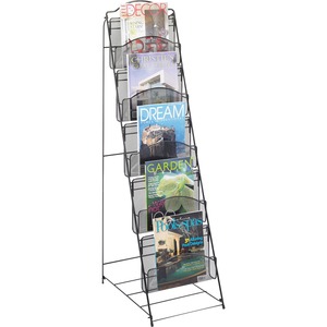 5-Pocket Black Onyx Mesh Literature Floor Rack