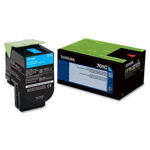 Lexmark Unison 701C Toner Cartridge - Laser - Standard Yield - 1000 Pages - Cyan - 1 Each