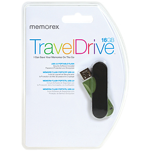 Memorex TravelDrive 16 GB USB 2.0 Flash Drive - Green, Black