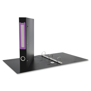 D-Ring Poly Storage 1-1/2" Binder Purple/Black - Click Image to Close