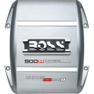Boss Chaos Exxtreme II CXX502 Car Amplifier - 500 W PMPO - 2 Channel - Class AB - Bridgeable - 103 dB SNR - 0% THD - 9 Hz to 50 kHz - MOSFET Power Supply - 2 x 100 W @ 4 Ohm