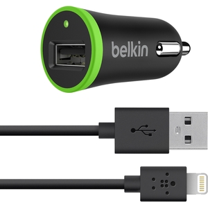 Belkin Car Charger with Lightning to USB Cable (10 Watt/2.1 Amp) - 2.10 A For iPhone, iPad, iPod, Cellular Phone, MP3 Player, MP4 Player