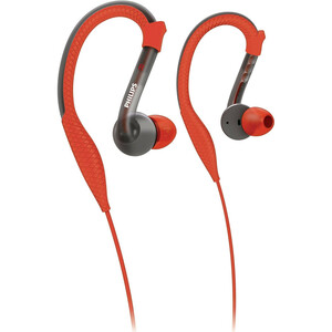 Philips ActionFit Sports Earhook Headphones - Stereo - Orange, Gray - Mini-phone - Wired - 16 Ohm - 15 Hz 22 kHz - Gold Plated - Behind-the-ear - Binaural - In-ear - 3.28 ft Cable