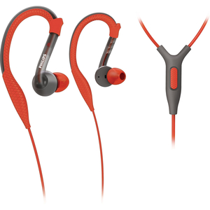 Philips Sports Earhook Headset - Stereo - Orange, Gray - Mini-phone - Wired - 16 Ohm - 15 Hz 22 kHz - Gold Plated - Over-the-ear - Binaural - In-ear - 3.94 ft Cable