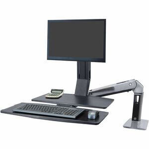 Ergotron WorkFit Mounting Arm for Flat Panel Display - 24" Screen Support - 20.00 lb Load Capacity - Aluminum - Polished Black