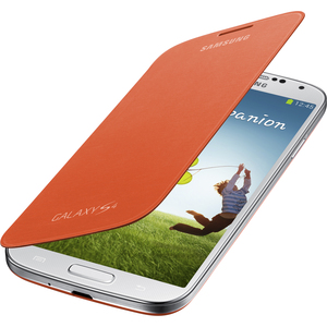 Samsung Galaxy S4 Flip Cover Folio Case (Orange) - Scratch Resistant, Bump Resistant, Smudge Resistant, Dirt Resistant - Plastic