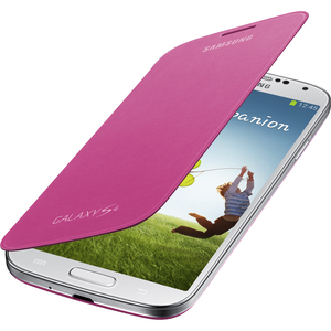 Samsung Galaxy S4 Flip Cover Folio Case (Pink) - Scratch Resistant, Bump Resistant, Smudge Resistant, Dirt Resistant - Plastic