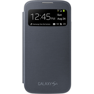 Samsung Galaxy S4 S-View Flip Cover Folio Case (Black) - Smudge Resistant, Dirt Resistant