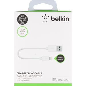 Belkin Sync/Charge Lightning/USB Data Transfer Cable - Lightning/USB for iPad, iPhone, iPod - 5.91" - 1 x Type A Male USB - 1 x Lightning Male Proprietary Connector - Black