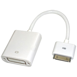 4XEM Apple 30 Pin Connector to DVI Female Adapter Cable - Proprietary/DVI for Video Device, TV, Monitor, iPad, iPhone, Projector, iPod - 7.08" - 1 x DVI Female Video - 1 x Male Proprietary Connector - White
