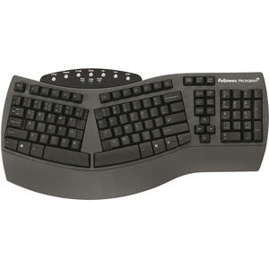 Fellowes Split Design Keyboard with Microban Protection - PS/2 - Black