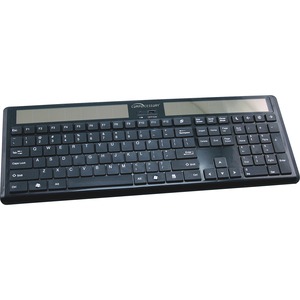 Wireless Solar Keyboard, 16-1/8"x6"x7/8", Black