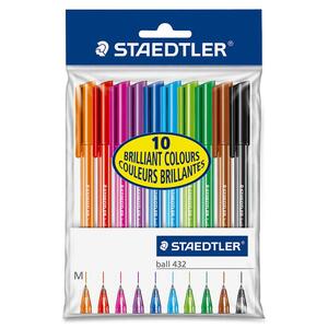 10 Colour Set Ballpoint Stick Pens