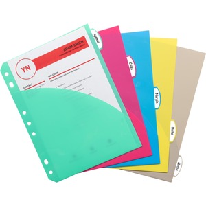 Mini Size 5-Tab Poly Index Dividers, Assorted Colors with Slant