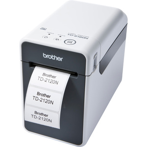 Brother TD-2120N Desktop Direct Thermal Printer - Monochrome - Label/Receipt Print - Ethernet - USB - Serial - Bluetooth - White, Gray