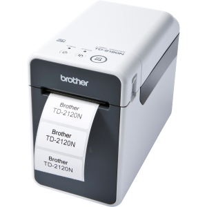 Brother TD-2120N Desktop Direct Thermal Printer - Monochrome - Label/Receipt Print - Ethernet - USB - Serial - White, Gray