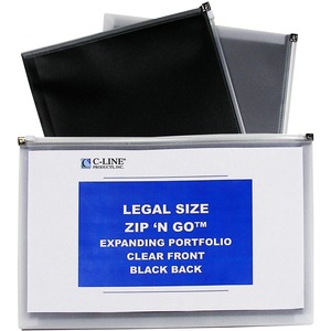 Zip 'N Go Reusable Envelope, Black, Legal Size, 15 X 12, 5/PK, 4