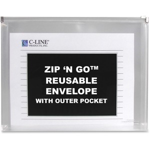 Zip 'N Go Reusable Envelope with Outer Pocket, Clear, 3/PK, 4811