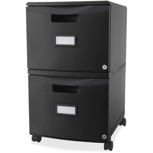 2 Drawer 14.8"W Black File Cabinet