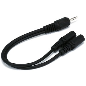 Monoprice 6inch 3.5mm Stereo Plug/Two 3.5mm Stereo Jack Cable