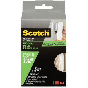 3M White 5' Indoor Hook/Loop Fasteners - Click Image to Close