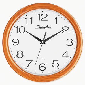 12" Woodgrain Round Wall Clock - Click Image to Close