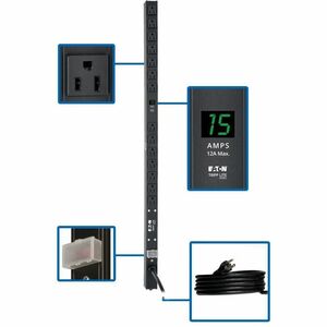 Tripp Lite by Eaton PDU 1.5kW Single-Phase Local Metered PDU 100-127V Outlets (14 5-15R) 5-15P 15 ft. (4.57 m) Cord 0U Vertical 36 in.