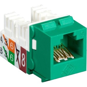 Black Box 25-PK Green Unshielded CAT6 Keystone Jack, 110 Punchdown, TAA